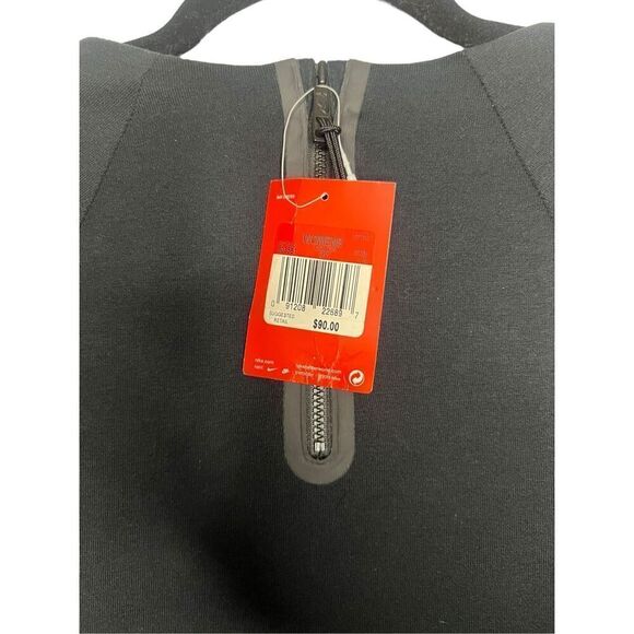 Nike Tech Women’s Large Fleece Short Sleeve Sweatshirt Black Activewear NEW - Picture 5 of 7